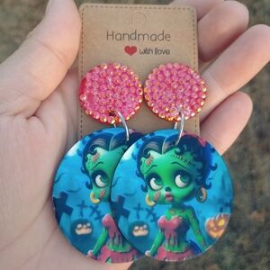 Zombie Betty Boop Halloween Wooden Earrings